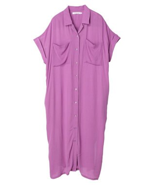 AMERICAN HOLIC 楊柳Ｗポケット開襟ワンピース Pink