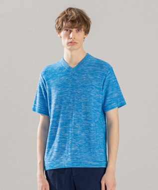 JOSEPH HOMME シャイニースラブブークレ ニットTシャツ ターコイズブルー系