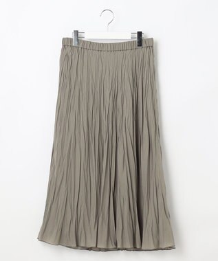 J.PRESS LADIES 【洗える】 スパンボイルワッシャー ランダムプリーツ スカート カーキ系