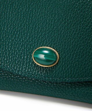 TOPKAPI 【TOPKAPI】gemdrops ジェムドロップ ミニエンボスレザー 天然石 二つ折り 財布 ディープグリーン
