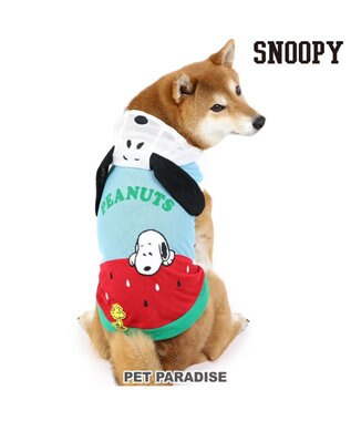 PET PARADISE 犬の服 春夏 スヌーピー スイカ柄 メッシュ パーカー【中型犬】 水色
