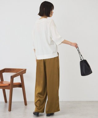 AMERICAN HOLIC 襟付き5分袖ニットカーディガン Off White