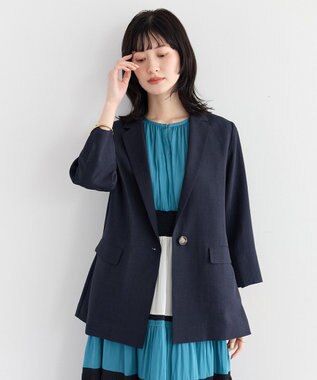 YECCA VECCA マシンウォッシャブルリネンライクジャケット Navy