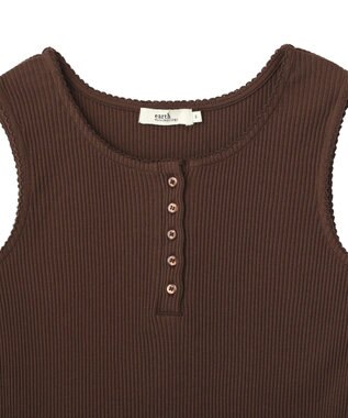 earth music&ecology 【綿100％】ピコミシンヘンリーネックタンクトップ Brown