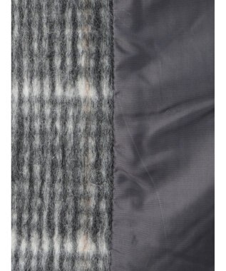 Green Parks コクーンシルエットチェックシャギーコート Black