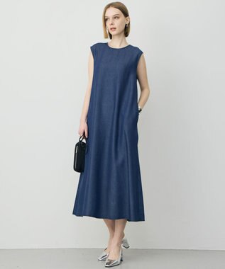 ICB L ナチュラルソフトデニム ノースリーブワンピース バイオデニム