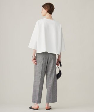 ICB 【洗える】ウール2WAYストレッチ ワイドストレートパンツ グレンチェック系