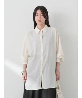 earth music&ecology シアーボーイズライクシャツ Off White