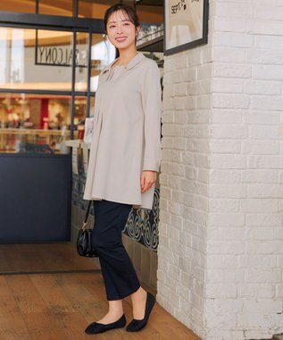 Tiaclasse フロントタックシャツチュニック グレージュ