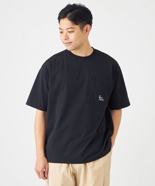 SHARE PARK MENS 【UVカット・吸水速乾・ストレッチ・軽量 】バックプリントポケットTシャツ（L・XLサイズ） ブラック系