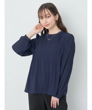 earth music&ecology マジョリカプリーツブラウス Navy