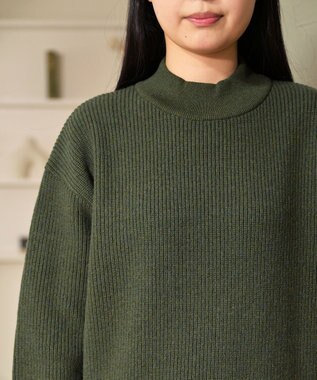 WHITE MAILS 【UNISEX】WASHI&COOMA LAMBS RIB KNIT MOCKNECK SWEATER ニットセーター カーキ