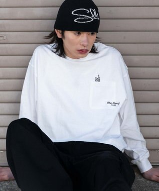 WEGO ポケット刺繍BIG　T（長袖） ホワイト