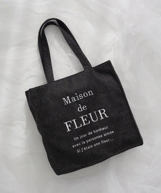 Maison de FLEUR ツイードロゴ刺繍スクエアトートバッグ