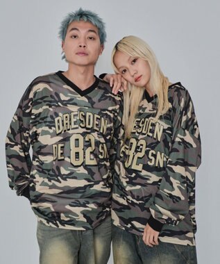 WEGO 【ユニセックス着用ITEM/MLサイズ展開】カモフラナンバリングホッケーT（LS） カーキ