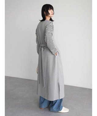 Green Parks ハイスペック共布リボン付ジャンスカ Gray Mixture