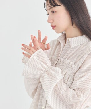 earth music&ecology シャーリングストライプシャツ Stripe Beige