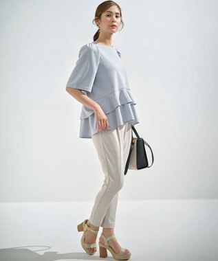 組曲 【接触冷感・吸湿冷感・UVカット】スタイルアップジャージー パンツ サンドベージュ系