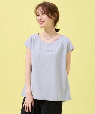 ANY チュールデザインフレンチスリーブTシャツ グレー