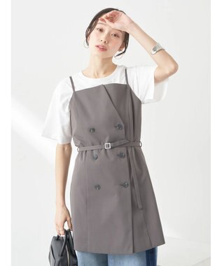 earth music&ecology トレンチ風キャミミニワンピース Dark Gray