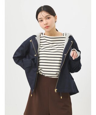 earth music&ecology パーカー付きミリタリーブルゾン Navy