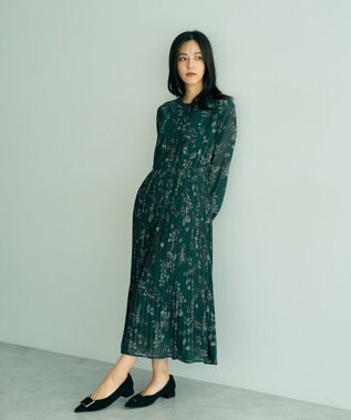 YECCA VECCA ヴィンテージフラワー柄プリーツワンピース