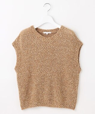自由区 L 【カタログ掲載】ラメファンシーツイードニット ベスト キャメル系