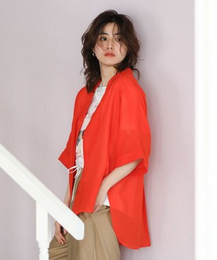 Green Parks 開襟シアージャケット風シャツ Red