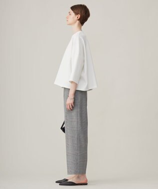 ICB 【洗える】ウール2WAYストレッチ ワイドストレートパンツ グレンチェック系