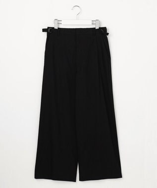 J.PRESS LADIES S 【人気素材】セルロースリネンストレッチ セミワイド パンツ ブラック系