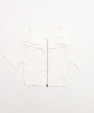 WEGO オフショルWジップトップス ホワイト