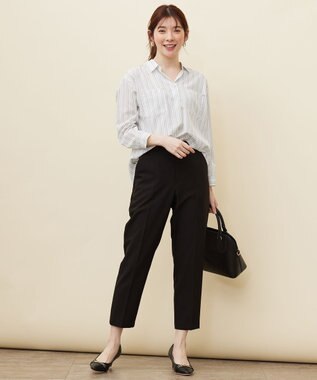 ANY SIS 【洗える】トロミシャツカラー ブラウス ピンクストライプ