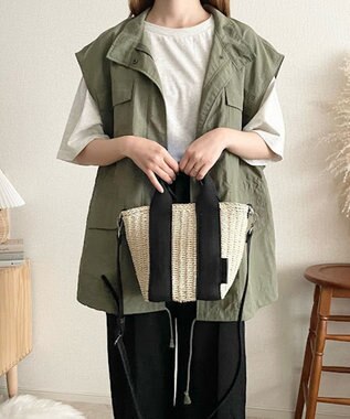 LA BAGAGERIE 【maison vert】【ペーパー素材使用】2WAYかごバッグ ブラック×アイボリー