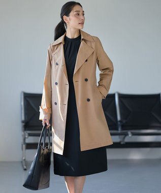 ICB 【2WAY仕様】メモリーストレッチタフタ トレンチコート アプリコットベージュ