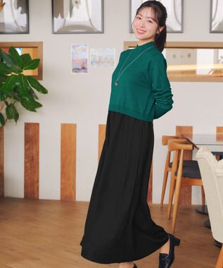 Tiaclasse ニットドッキングワンピース グリーン