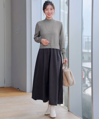 Tiaclasse ニットドッキングワンピース グレー