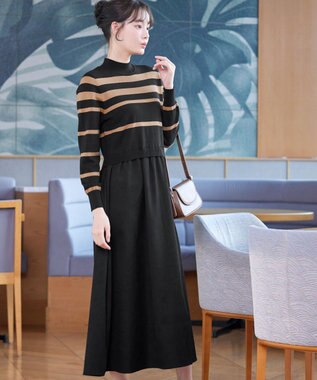 Tiaclasse ニットドッキングワンピース ブラック