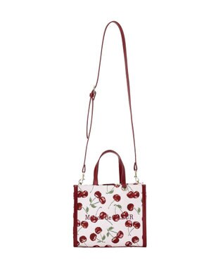 Maison de FLEUR チェリー柄ゴブラン２Ｗａｙスクエアトートバッグ Red