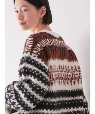 AMERICAN HOLIC フェアアイル柄ニットカーディガン Brown