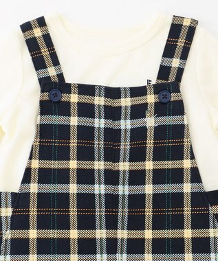 組曲 KIDS 【80-90cm】Check 長袖オーバーオール ネイビー系5
