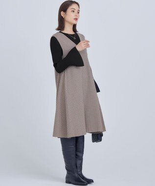 組曲 L チドリツイル ジャンパーワンピース グレーブラウン系3