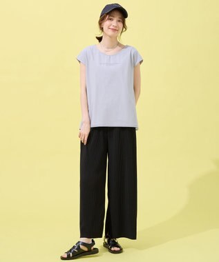 ANY チュールデザインフレンチスリーブTシャツ グレー