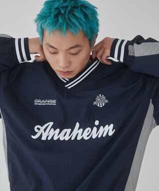 WEGO 【ユニセックス着用ITEM】ナイロングラフィックプルオーバー ネイビー