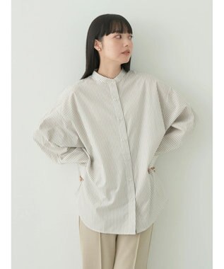 earth music&ecology ドルマンストライプシャツ Stripe Beige