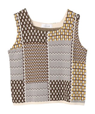 Green Parks ■ＥＳＣＡＲ　ダブルジャカードニットタンク Brown