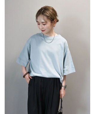 AMERICAN HOLIC 接触冷感ＳＺ５分袖カットプルオーバー Sax