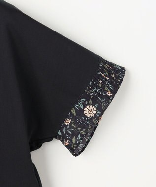 J.PRESS LADIES 【一枚で着映え】LIBERTYコンビ フレンチスリーブ カットソー ネイビー系