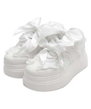 WEGO ダブルリボンフリルスニーカー ホワイト