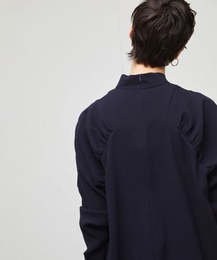 BEIGE， 【洗える】FLEUR / ギャザーブラウス Navy