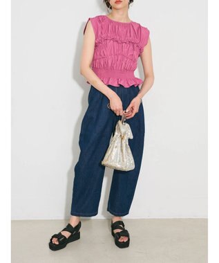 Green Parks デザイン切替カーブパンツ Indigo